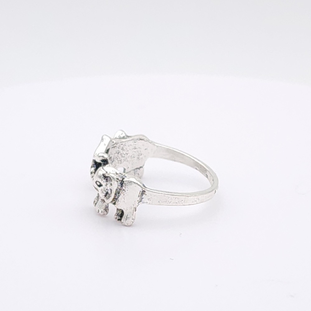 Silver Elephant Wrap Ring Size 7 Animal Band Statement - Picture 8 of 15